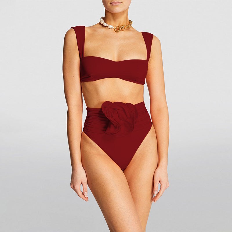 High Waist Rose 3D Women's Swimsuit