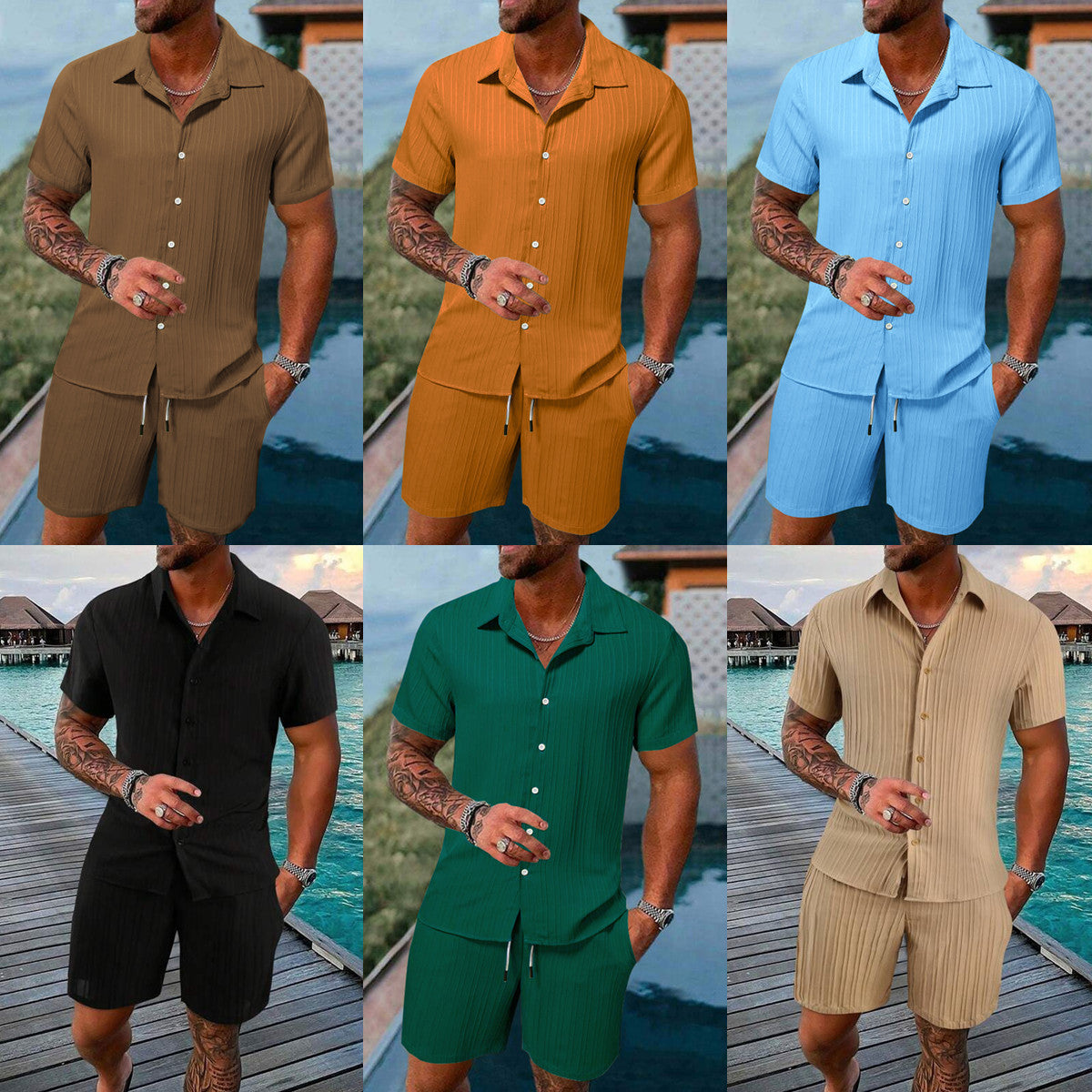 2023 Men's Casual Loose Short Sleeve Set